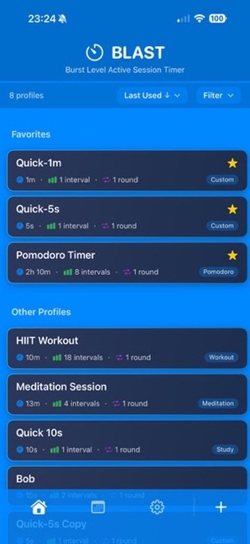 BLAST home screen screenshot
