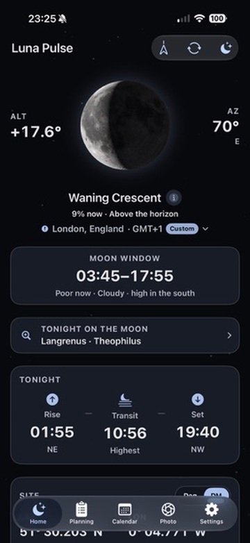 LunaPulse home screen