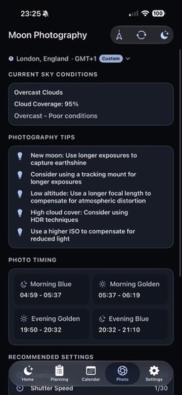 LunaPulse moon photography screen